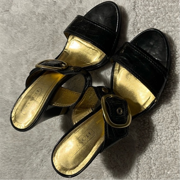 Beautiful Coach Black and Gold Sandals - Picture 1 of 9